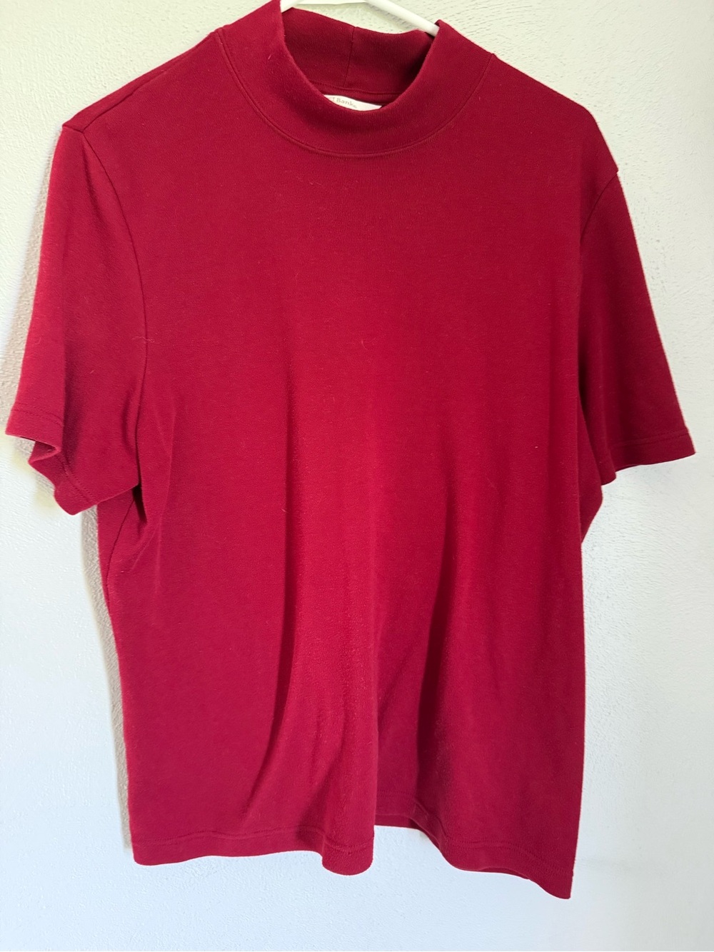 CJ Banks Maroon Short-Sleeve Mock Neck Tee